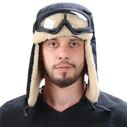 Ear Flap Aviator Hat with Goggles - Image 2