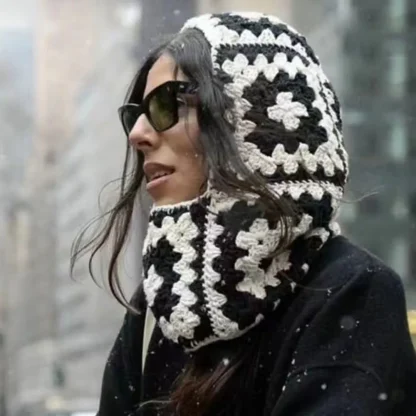 Knitted Aviator Hat with Tribal Pattern - Image 2