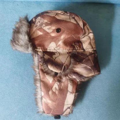 Camo Print Warm Buckled Aviator Hat - Image 3