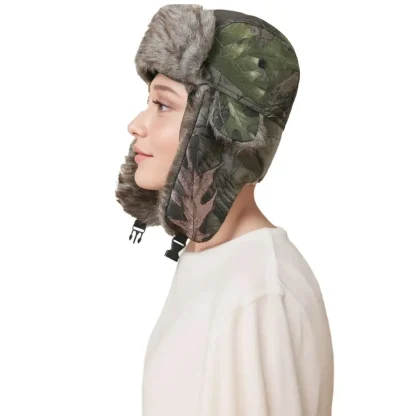 Warm Trapper Hat with Camouflage Pattern