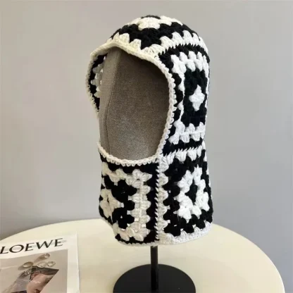 Knitted Aviator Hat with Tribal Pattern - Image 3