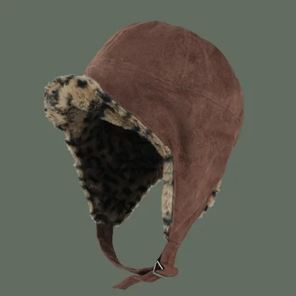 Reversible Trapper Hat with Leopard Pattern - Image 5