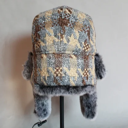 Cozy Trapper Hat with Plaid Pattern Design - Image 2