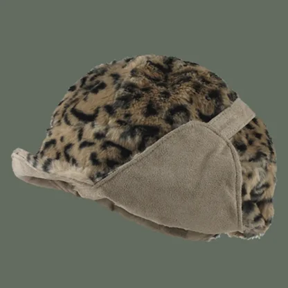 Reversible Trapper Hat with Leopard Pattern - Image 3