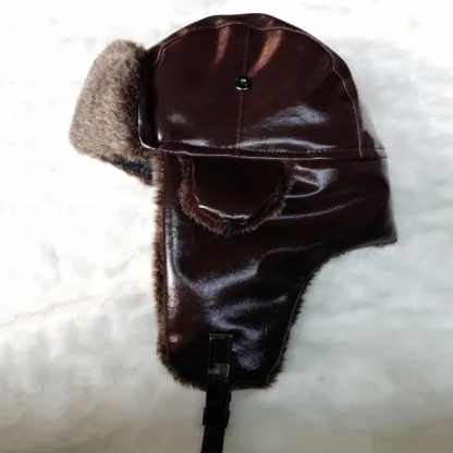 Sleek Durable Aviator Hat with Faux Leather - Image 5