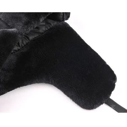 Black Warm Trapper Hat with Lace-up Ear Flaps - Image 2