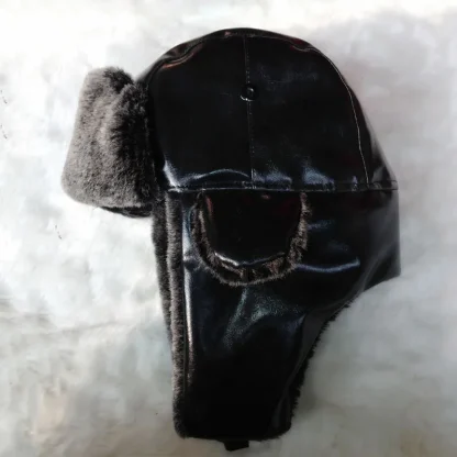 Sleek Durable Aviator Hat with Faux Leather - Image 4