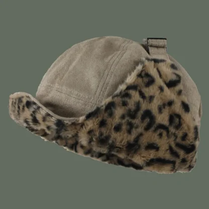 Reversible Trapper Hat with Leopard Pattern - Image 2