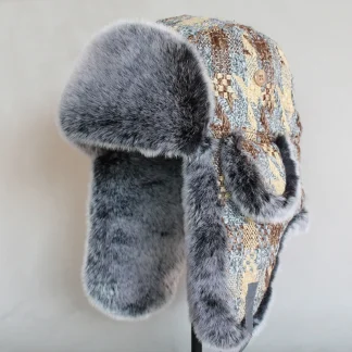 Cozy Trapper Hat with Plaid Pattern Design