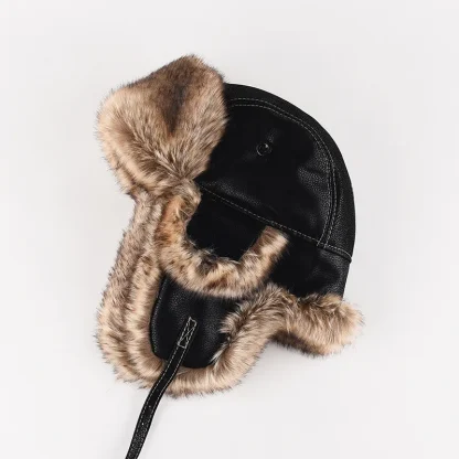 Windproof Warm Ushanka with Faux Leather - Image 3