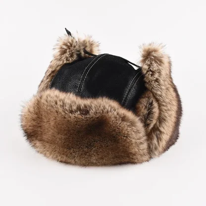 Windproof Warm Ushanka with Faux Leather - Image 4